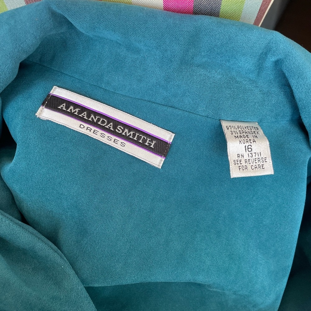 Amanda Smith Turquoise Button Down Gabardine/Dres… - image 5